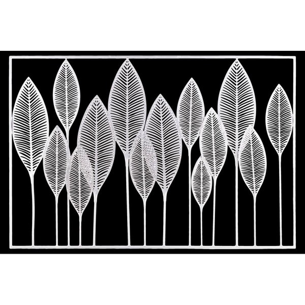 Urban Trends Collection Metal Wall Art of Leaves with Frame in Landscape Orientation Metallic  White 36189